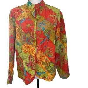 ANU Women’s XL Embroidered Beaded Floral Open Front Cotton Boho Jacket